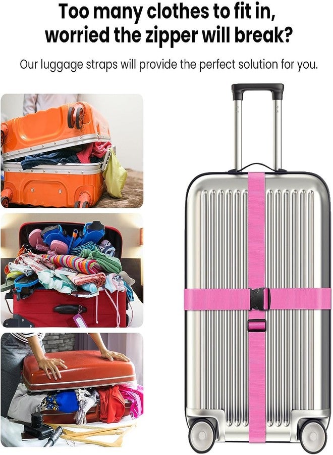 VRT Travel Luggage Strap - Durable Nylon Suitcase Belt with Quick Release Buckle, Adjustable to Fit All Trolley Bags (Pack of 2) (Pink) (4.3 Meter) (Durable & Secure) - Image 4
